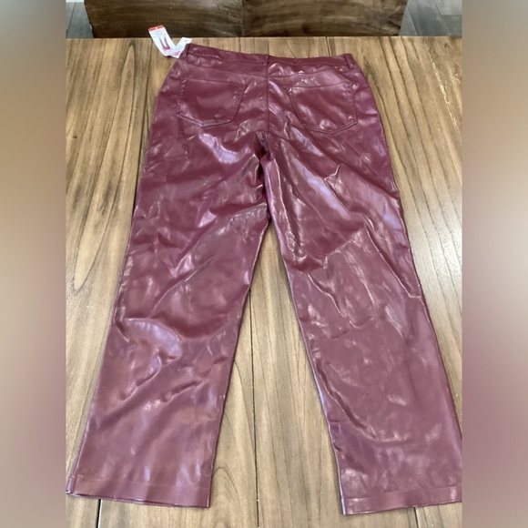 Joie Limited Edition faux leather high rise straight leg Pants 14 burgandy new - Picture 3 of 7